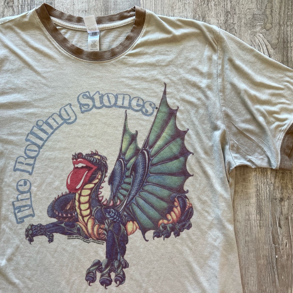 the Rolling Stones Dragon Graphic Men's Shirt - Cream